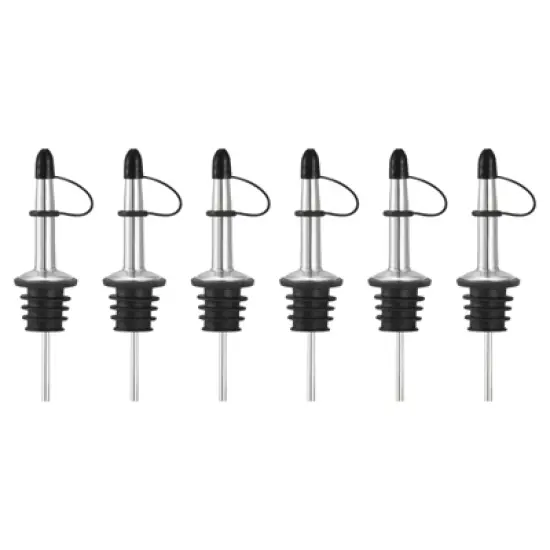 Unique Bargains Stainless Steel Leakproof Odorless Liquor Pourers with Rubber Dust Cap 6 Pcs image {5}
