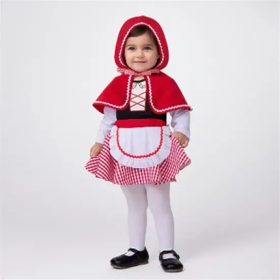 Joyfy Toddler's Little Red Riding Hood Costume Halloween - Little Red Riding Hood Costume with Hood Bodysuit Cape&Skirt Set for Baby Girls image {8}