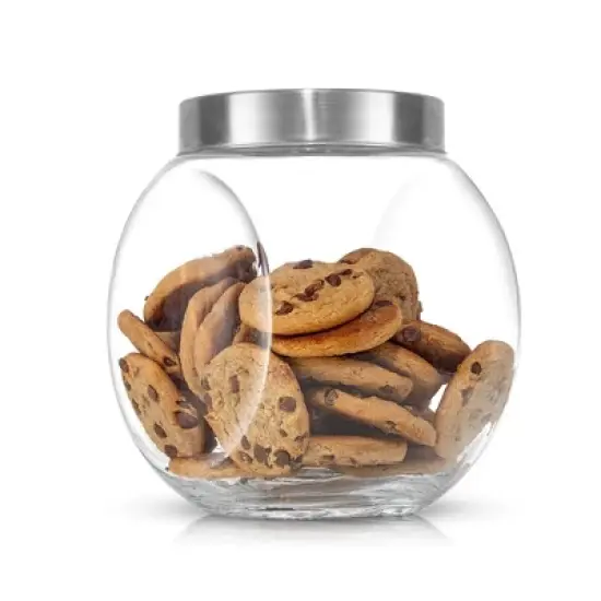 JoyFul Round Glass Cookie Jar with Airtight Lids - 67 oz Candy Jar, Dog Treat Container, Laundry Detergent Container - Set of 2 image {2}