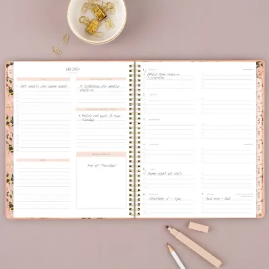 Pen+Pillar for Cambridge 2024-25 Weekly/Monthly Planner 11"x9.375" Solid Pink: Agenda, Calendar, Twin-Wire Binding, Tabs image {4}