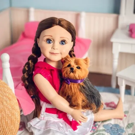 The Queen's Treasures Teacup Yorkie Puppy, Collar, & Leash For 18" Dolls image {2}