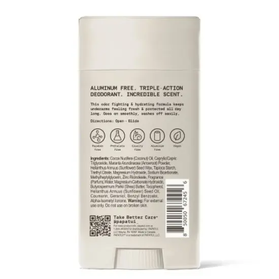 Papatui Men's Aluminum-Free 48-Hour Odor Protection Solid Deodorant - Vanilla Shea - 2.6oz image {9}