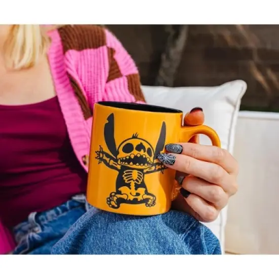 Silver Buffalo Disney Lilo & Stitch Skeleton Wax-Resist Ceramic Pottery Mug | 14 Ounces image {6}