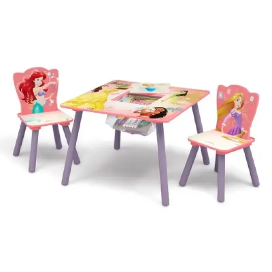 Delta Children Disney Princess Kids' Table and Chair Set with Storage (2 Chairs Included) - Greenguard Gold Certified - 3ct image {2}
