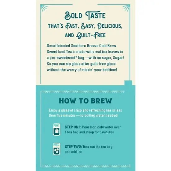 Southern Breeze Decaf Cold Brew Sweet Tea Original Iced Tea with 20 Individually Wrapped Tea Bags, Pack of 4 image {3}