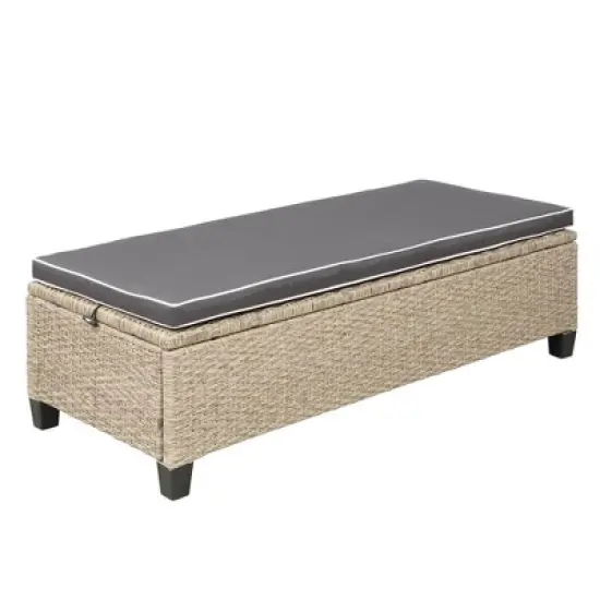 6pc Wicker Patio Set with Benches - Brown/Gray - GODEER image {17}