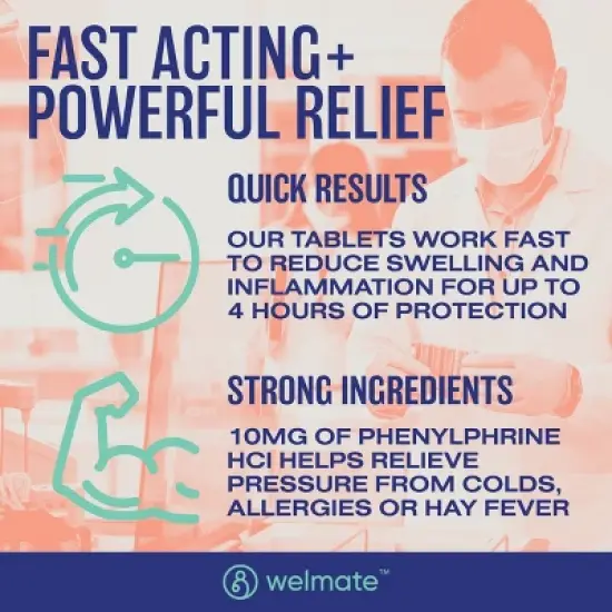 WELMATE PE Nasal Decongestant Tablets - Phenylephrine HCl 10mg 200ct image {4}