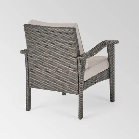 Kaula 5pc Faux Rattan Club Chair & Fire Pit Chat Set - Christopher Knight Home image {3}