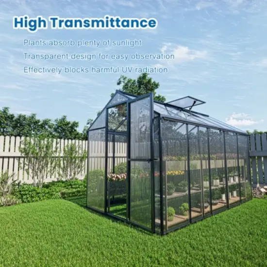 Aoodor 6Pcs Polycarbonate Greenhouse Panels, Waterproof, UV Protected Reinforced Twin-Wall Clear Sheets for Durability image {4}