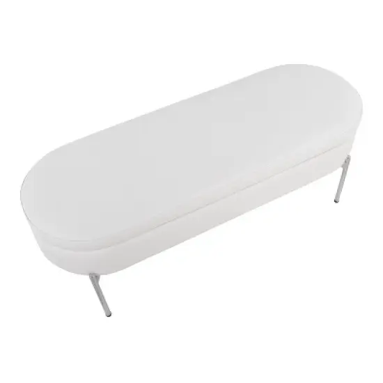 48" Chloe PU Leather/Metal Storage Bench Chrome/White - LumiSource image {6}