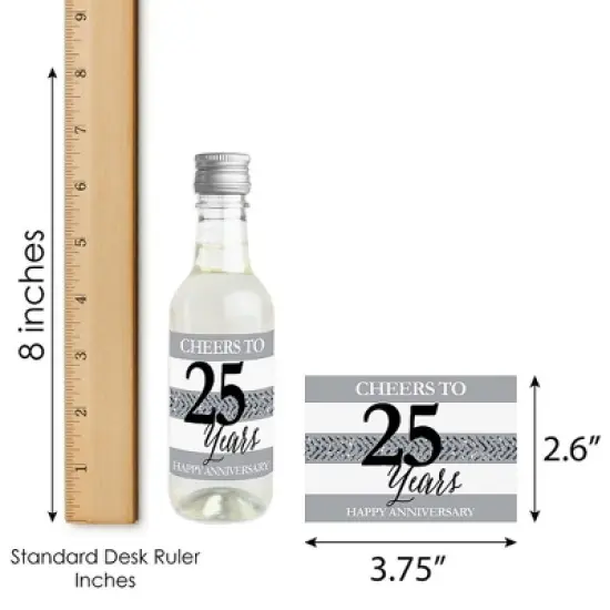 Big Dot of Happiness We Still Do - 25th Wedding Anniversary - Mini Wine and Champagne Bottle Label Stickers - Anniversary Party Favor Gift - Set of 16 image {5}