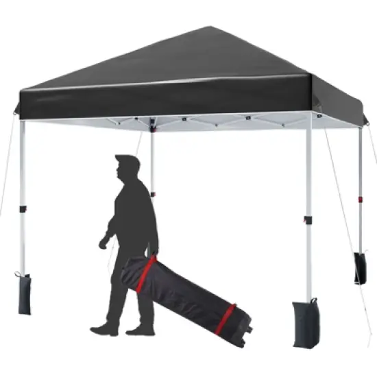 10 x 10 Pop Up Canopy, Beach Tent 3 Adjustable Heights, Easy Up Sun Shade w/ Wheeled Carry Bag, Outdoor Portable Shelter for Events, Parties, Camping image {9}