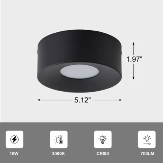 LLHZSY Flush Mount Outdoor Ceiling Light Black 5 1/10" Round LED Light Fixture for Corridor Hallway Post Exterior image {4}