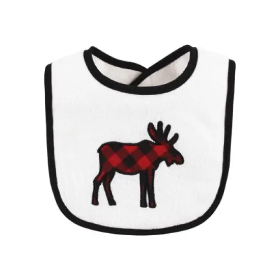 Hudson Baby Infant Boy Cotton Terry Drooler Bibs with Fiber Filling, Boy Moose Bear, One Size image {2}