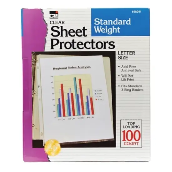 Charles Leonard Sheet Protectors, Standard Weight, Letter Size, Clear, Box of 100 image {2}