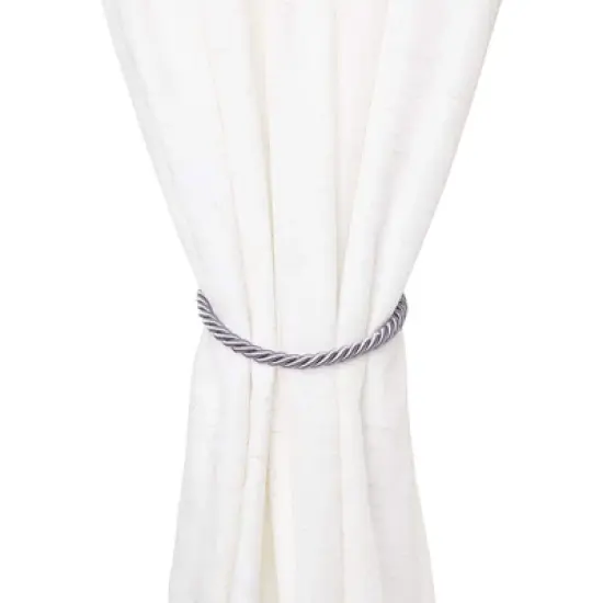 Juvale 2 Pairs Light Grey Rope Curtain Tiebacks with Hooks, Holdbacks for Window Drapes (26 in) image {2}