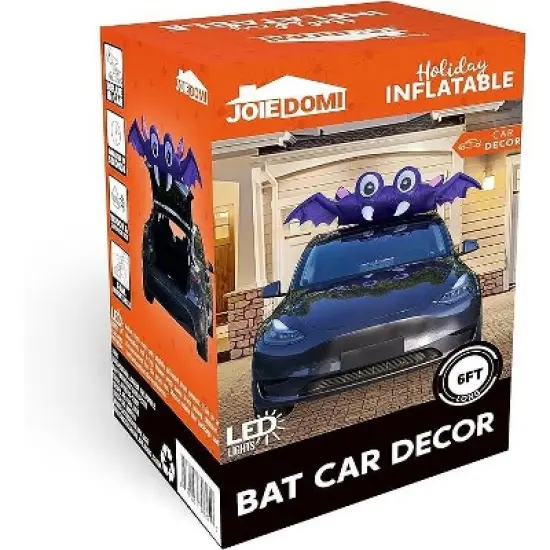 Joyfy 6 FT Long Halloween Inflatable Outdoor Decoration, Inflatable Bat with Built-in LEDs Trunk or Treat Car Decoration for Outdoor Yard Garden Decor image {8}