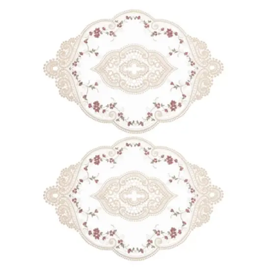 Unique Bargains Polyester Flexible Embroidery Vintage Pattern Washable Table Place Mats 2 Pcs image {7}