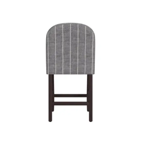 Rounded Back Woven Stripe Upholstered Counter Height Barstool Midnight - HomePop image {4}