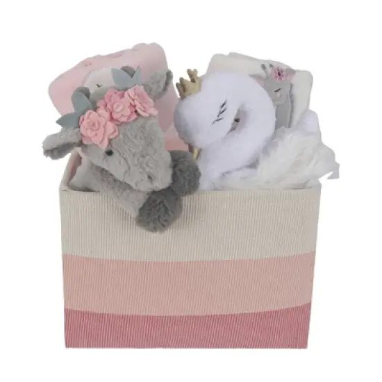 Lambs & Ivy Pink/White 5-Piece Luxury Infant / Newborn / Baby Gift Basket image {2}