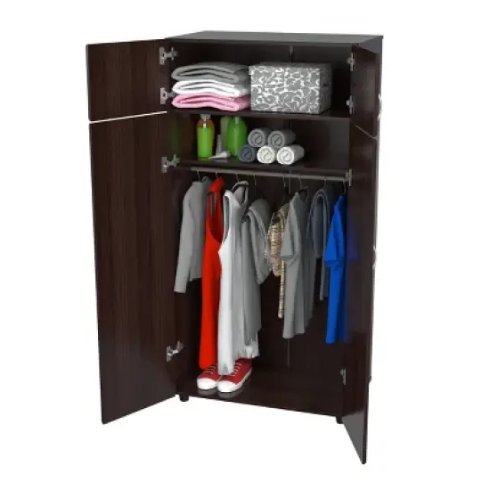 4 Door Wardrobe/Armoire Espresso - Inval image {3}