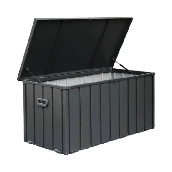 120 gal Steel Waterproof Deck Box Gray image {6}