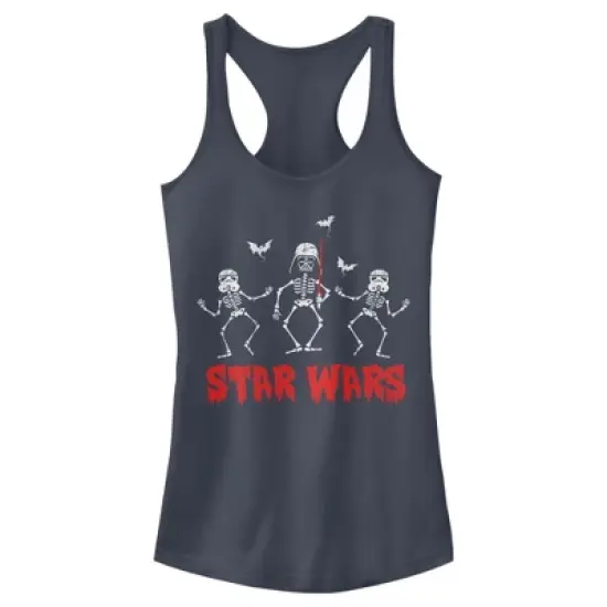 Junior's Star Wars Halloween Vader Skeletons Racerback Tank Top image {5}