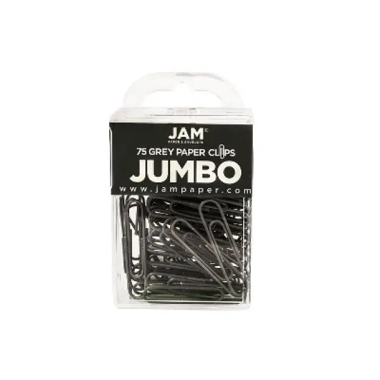 JAM Paper Colored Jumbo Paper Clips Large 2 Inch Grey Paperclips 21830628A image {1}