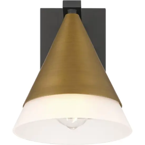 Possini Euro Design Possini Euro Leo 10"H Sand Black and Brass Outdoor Wall Light Set of 2 image {6}