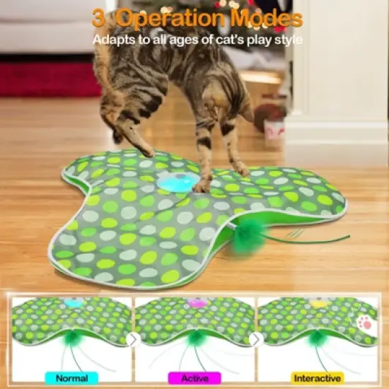 Itopfox Interactive Cat Toy with Moving Feathers & Real Mouse Sounds, Touch Activated Exercise Toy for Indoor Cats, Rechargeable image {7}