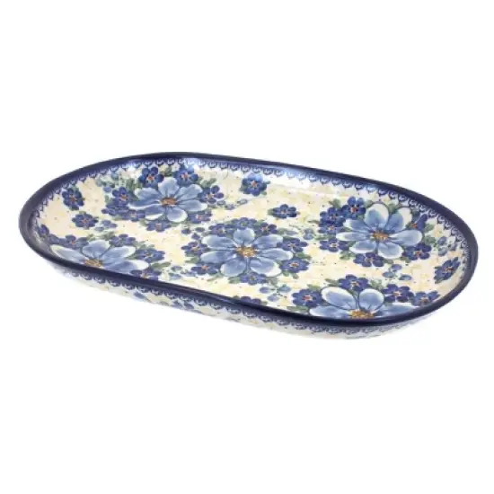 Blue Rose Polish Pottery 116 Vena Large Oval Serving Dish image {2}