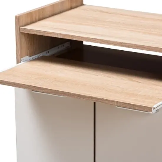 Charmain Modern and Contemporary Light Oak and Finish Kitchen Cabinet White/Brown - Baxton Studio image {4}
