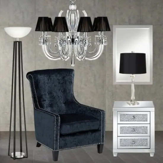 Studio 55D Modern Mirrored Rectangular Accent Side End Table 20" x 14" with 3-Drawer Silver Glass Crystal Living Room Home House image {8}