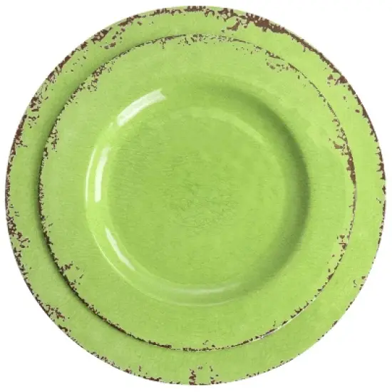 Gibson Mauna 12 Piece Melamine Dinnerware Set in Crackle Green image {3}