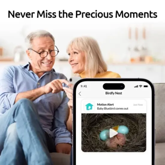 Birdfy 17" Nest With Dual Connected HD Cameras Natural Bamboo image {2}