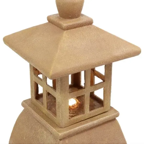 Sunnydaze 23"H Electric Resin Zen Lantern Outdoor Water Fountain with LED Lights image {3}
