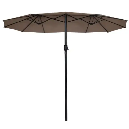 Tangkula 15'Patio Umbrella Double-Sided Outdoor Shade Offset Tan image {10}
