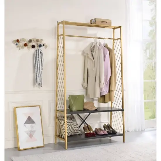 Pahor Hall Tree Gold/Black - Acme Furniture image {1}