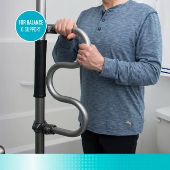 Signature Life Double Grab Bar Accessory for the Sure Stand Security Pole image {2}