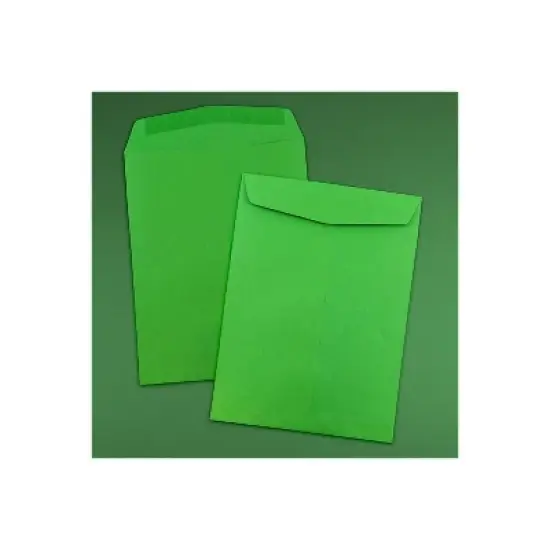 JAM Paper Open End Catalog Envelope 9" x 12" Green 100/Box (80402) image {3}