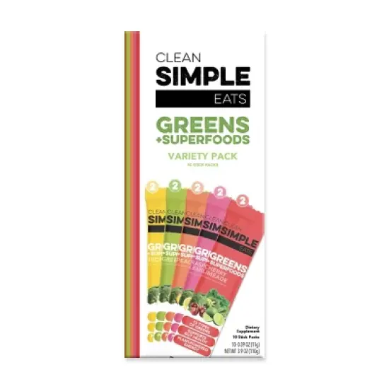 Clean Simple Eats Greens Powder Sticks - Variety Pack - 3.9oz/10ct image {1}