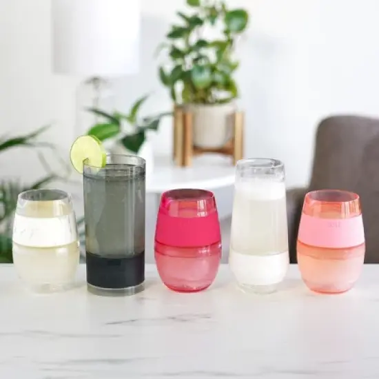 HOST Cooling Cup Set of 4 Plastic Double Wall Insulated Freezable Drink Tumbler with Freezing Gel, Wine Glasses, 8.5 oz, Multicolor image {6}