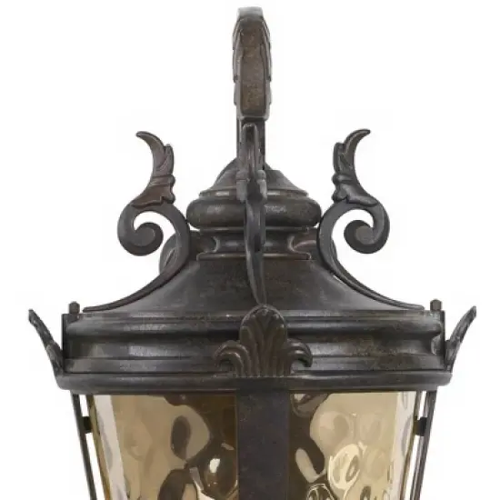 John Timberland Casa Marseille Vintage Rustic Outdoor Wall Light Fixture Bronze Scroll 27 1/2" Hammered Glass for Post Exterior Barn Deck House Porch image {2}