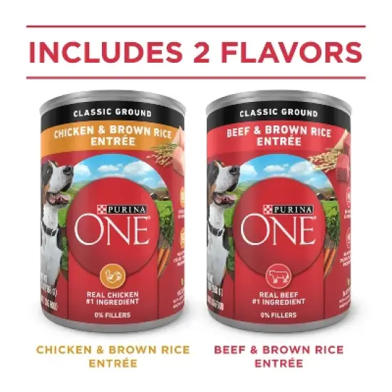 Purina ONE Natural Pat&eacute; Classic Ground Entr&eacute;e Variety Pack Rice, Chicken and Beef Flavor Wet Dog Food - 13oz/6ct image {7}