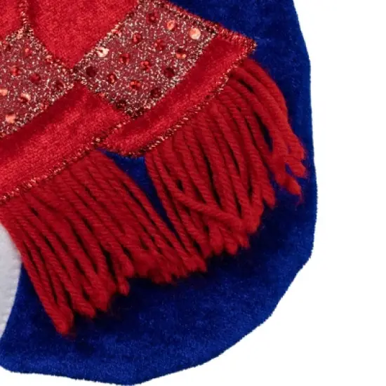 Northlight 24" Large Penguin and Bear Blue Velveteen Christmas Stocking with White Cuff image {4}