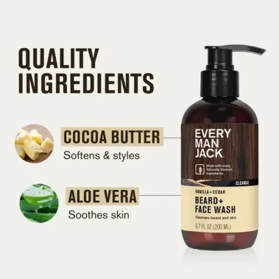 Every Man Jack Beard and Face Wash - Vanilla + Cedar - 6.7 fl oz image {5}