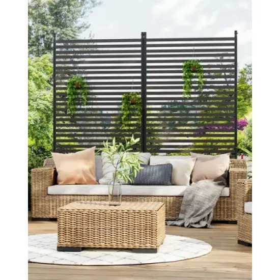 GustoWave 72" H&times;36" W Freestanding Metal Privacy Screen for Outdoor Patio - Heavy-Duty Rust-Resistant Decorative Fence Panel | Patio Privacy Screen image {1}