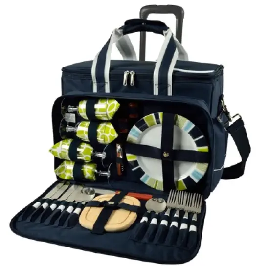 Picnic at Ascot Soft Sided Rolling Cooler with Four Person Picnic Set image {4}