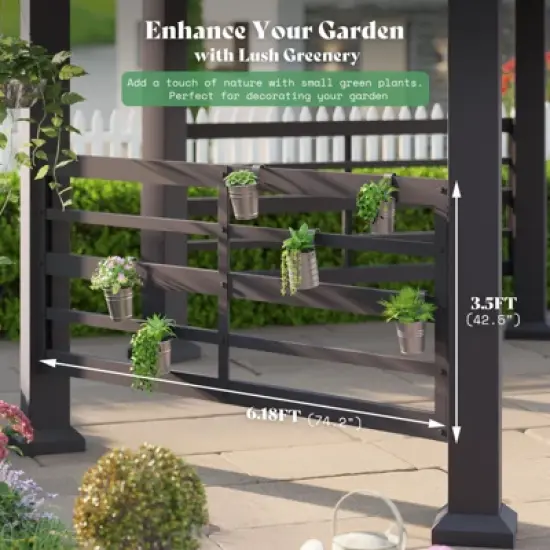 AMERLIFE 13x15FT Hardtop Hexagon Gazebo, Double-Tier Pavilion with Bench, Patio/Garden/Backyard image {3}