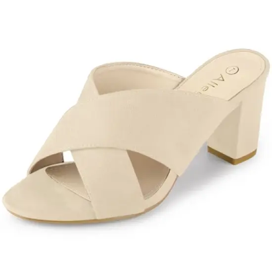 Allegra K Women's Crisscross Strap Block Heel Slide Sandals image {14}